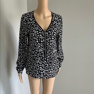 Black and White Long Sleeve Blouse